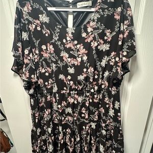 Nemidor Black Floral Plus Size Dress